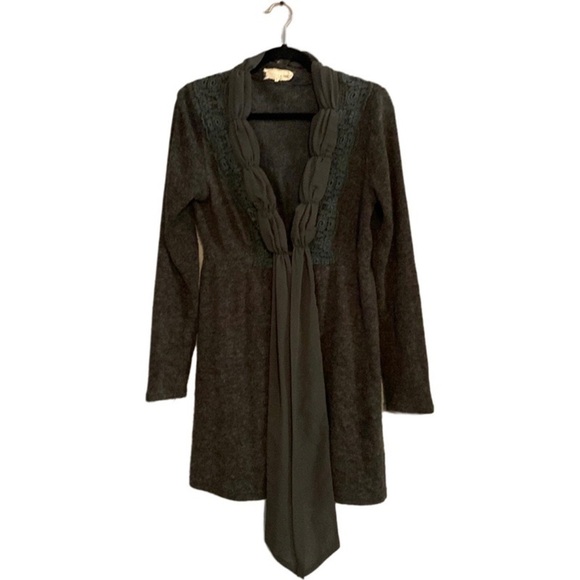 A'reve Longline angora blend button Front Cardigan with Crochet Detail size L - Picture 1 of 6